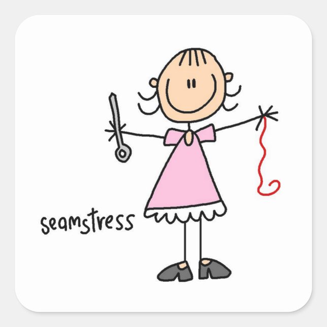 Seamstress Stick Figure Square Sticker (Front)