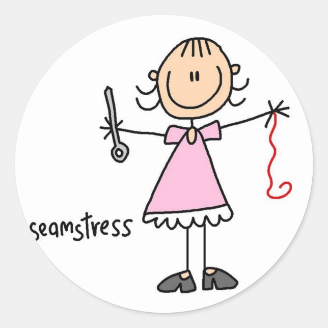 Seamstress Stick Figure Sticker (Front)