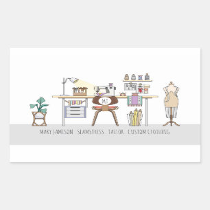 Seamstress Tailor Alterations Sewing Studio Rectangular Sticker