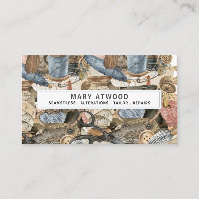 Seamstress Tailor Business Card (Front)