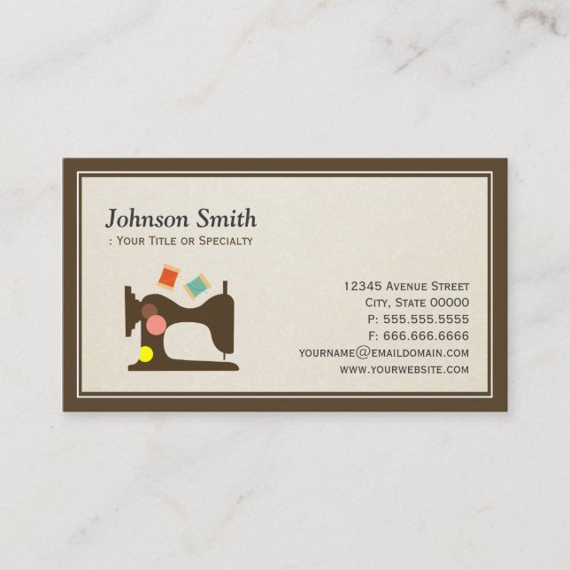 Seamstress Tailor Sewing Machine - Simple Chic Business Card (Front)