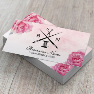 Seamstress Thread & Needles Vintage Floral Sewing Business Card