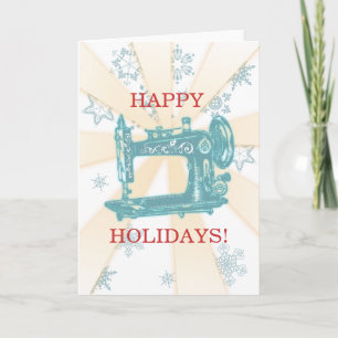 Seamstress vintage sewing machine christmas card