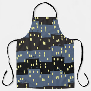 Seanless pattern with a city at night.  apron