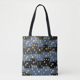 Seanless pattern with a city at night. tote bag