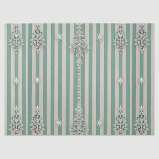 Seaoam Striped Crystal Trees Tissue Paper (Front)