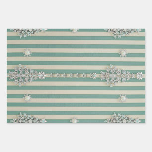 Seaoam Striped Crystal Trees Wrapping Paper Sheet
