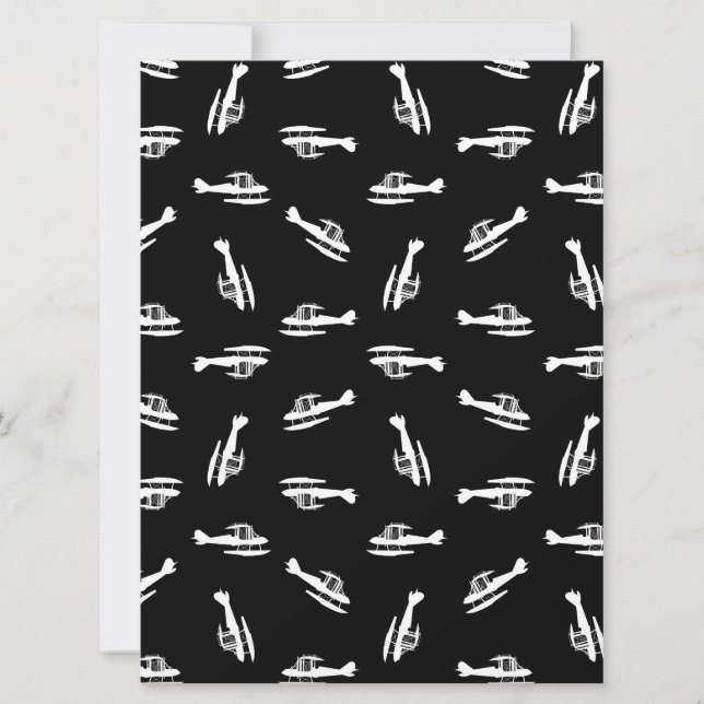 Seaplane Aeroplane Silhouettes Print Pattern Desig Holiday Card (Front)