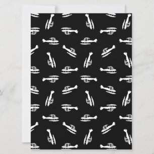 Seaplane Aeroplane Silhouettes Print Pattern Desig Holiday Card