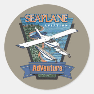 Seaplane Aviation Adventure Classic Round Sticker