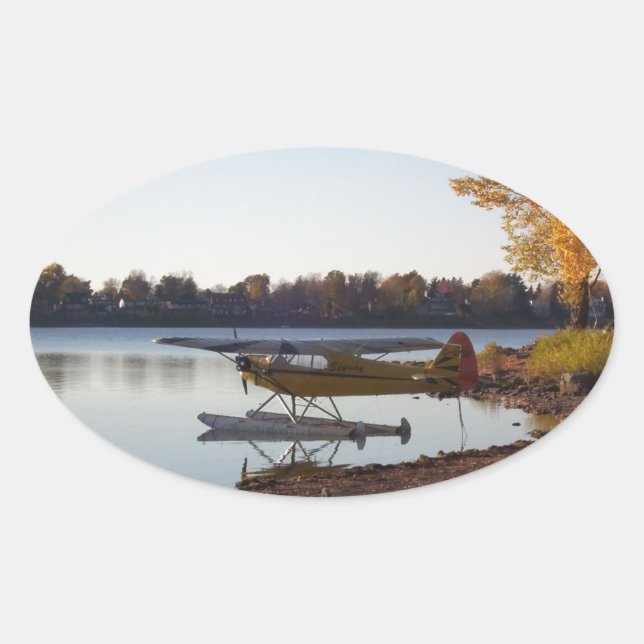Seaplane by the Lake Oval Sticker (Front)