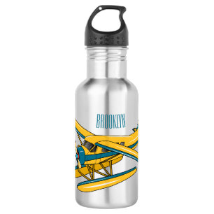 Seaplane cartoon illustration 532 ml water bottle