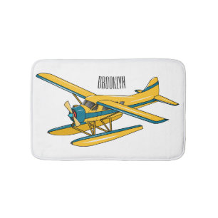 Seaplane cartoon illustration  bath mat