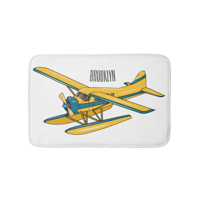 Seaplane cartoon illustration  bath mat (Front)