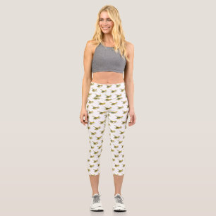 Seaplane cartoon illustration capri leggings