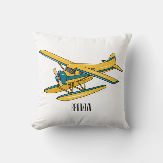 Seaplane cartoon illustration  cushion (Front)