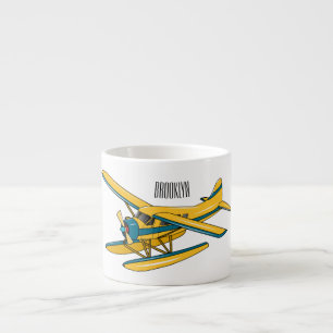Seaplane cartoon illustration  espresso cup