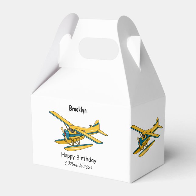 Seaplane cartoon illustration favour box (Front Side)