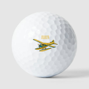 Seaplane cartoon illustration golf balls