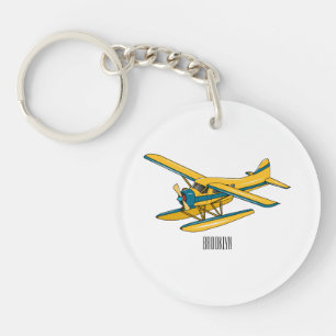 Seaplane cartoon illustration key ring