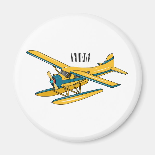 Seaplane cartoon illustration  magnet (Front)