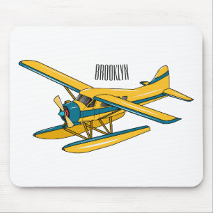 Seaplane cartoon illustration  mouse pad