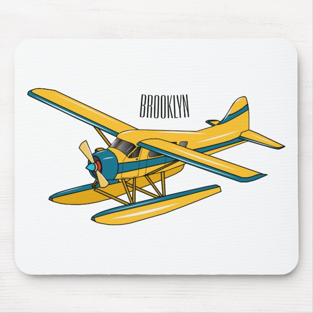 Seaplane cartoon illustration  mouse pad (Front)