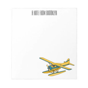 Seaplane cartoon illustration  notepad