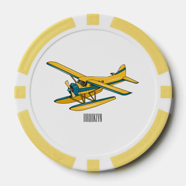 Seaplane cartoon illustration  poker chips (Front)