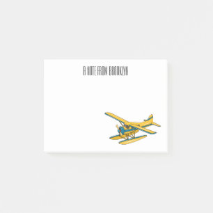 Seaplane cartoon illustration  post-it notes
