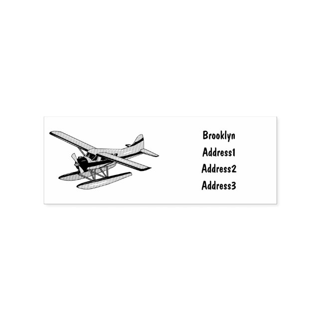 Seaplane cartoon illustration rubber stamp (Imprint)