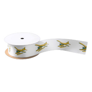 Seaplane cartoon illustration satin ribbon