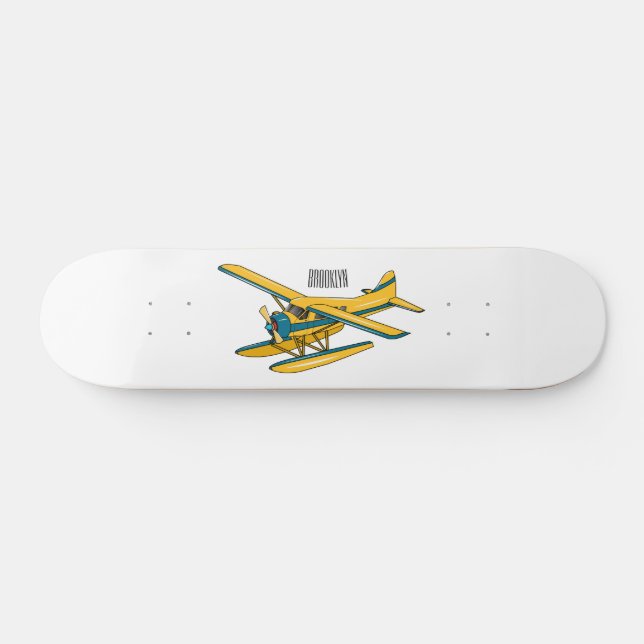 Seaplane cartoon illustration  skateboard (Horz)