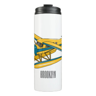 Seaplane cartoon illustration  thermal tumbler