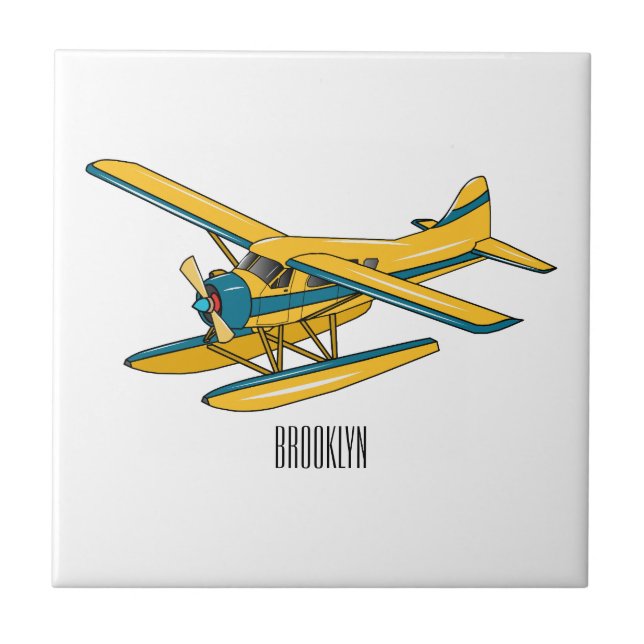 Seaplane cartoon illustration  tile (Front)