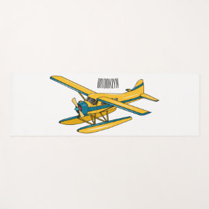 Seaplane cartoon illustration yoga mat