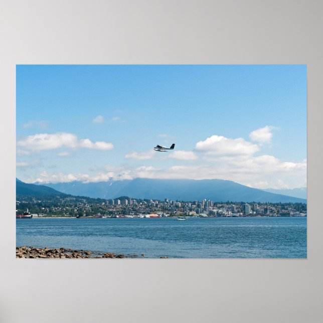 Seaplane taking off over Vancouver bay Poster (Front)