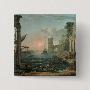 Seaport with the Embarkation 15 Cm Square Badge
