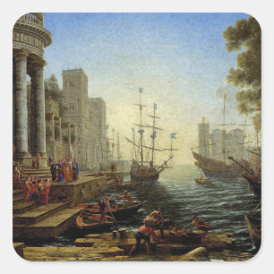 Seaport with the Embarkation of Saint Ursula Square Sticker