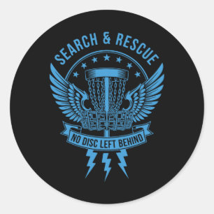 Search And Rescue No Disc Left Behind Disc Golf Sk Classic Round Sticker