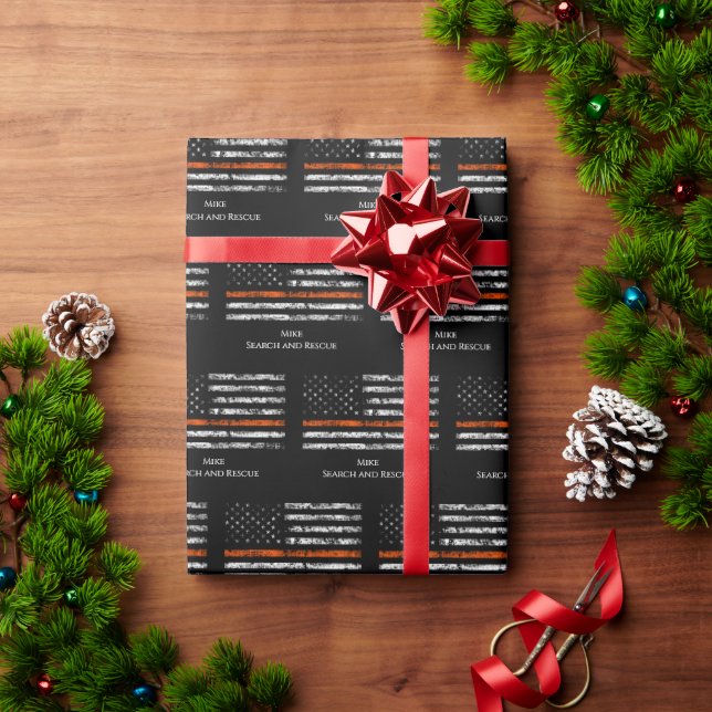 Search and Rescue Wrapping Paper Thin Orange Line (Holiday Gift)