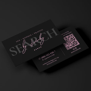 Search Engine Marketing Consultant Pink Black Business Card