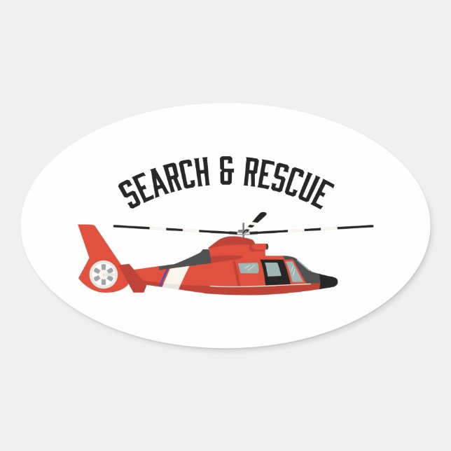 Search & Rescue Helicopter Oval Sticker (Front)