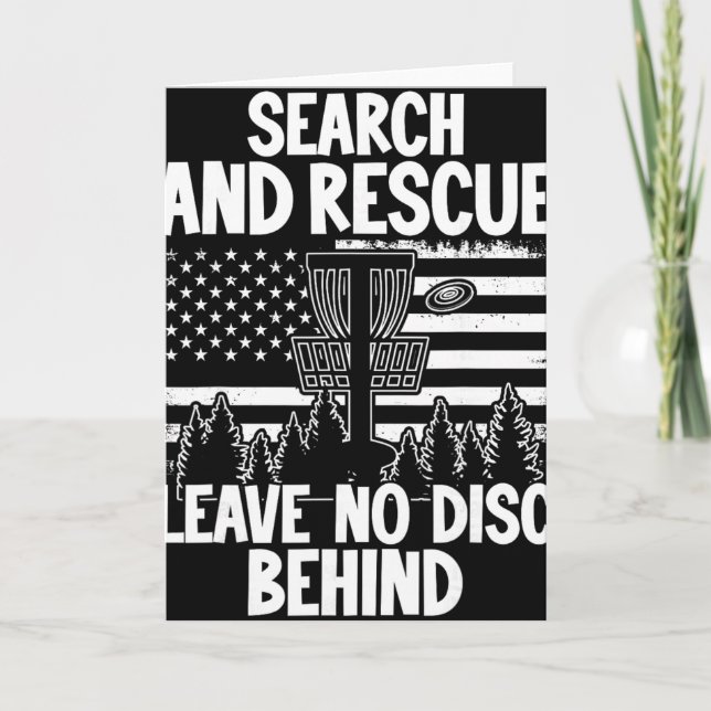 Search Rescue No Disc Behind Flag Frisbee Golf Men Card (Front)