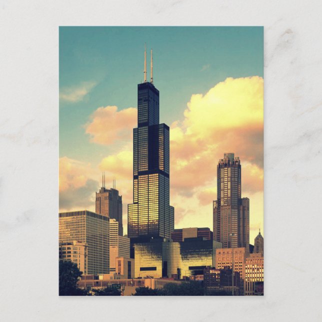 Sears Tower / Willis Tower Postcard - Sunset (Front)