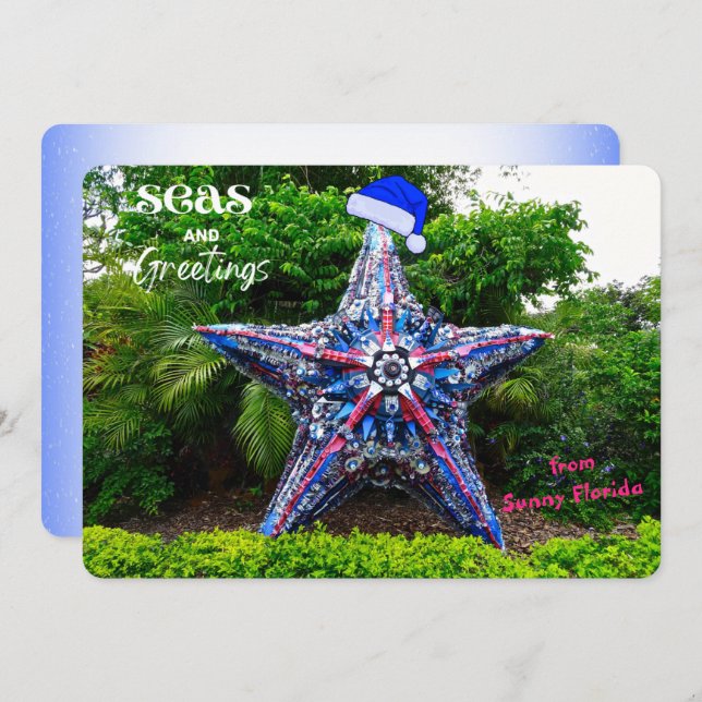 Seas and Greetings from Sunny Florida Christmas Holiday Card (Front/Back)