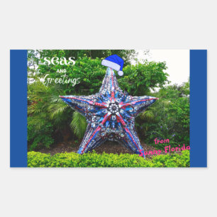 Seas and Greetings from Sunny Florida Christmas  Rectangular Sticker