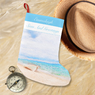 Seas And Greetings Nautical Fishing Boat Small Christmas Stocking