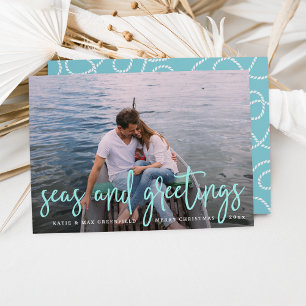 Seas and Greetings   Nautical Holiday Photo Card