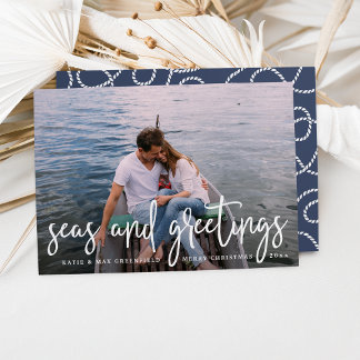 Seas and Greetings | Nautical Holiday Photo Card